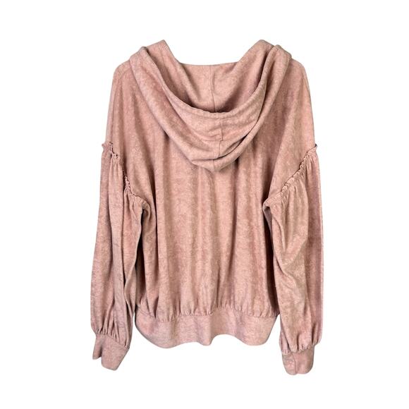 Free People Early Morning Hoodie Neutral Blush Pink Terry Oversized Pullover - Picture 7 of 15